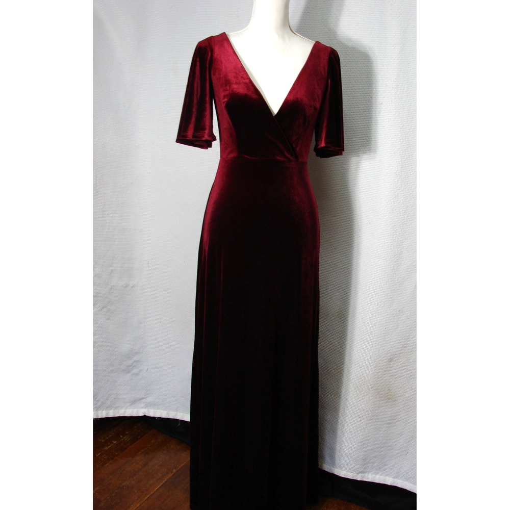 New Ever Pretty Maxi Dress Sz S Velvet Burgandy Dark Red Vamp Whimsigoth Holiday